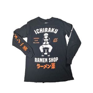 Naruto Shippuden Ichiraku Ramen Shop‎ T Shirt Men's Small Black Long Sleeve